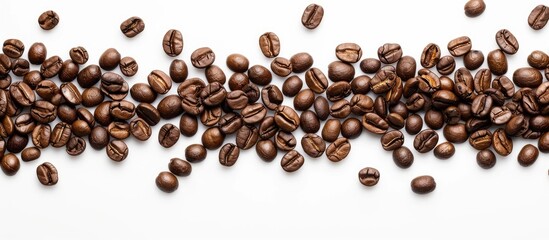 Leinwandbilder - White background with copy space image featuring coffee beans ideal for text placement within a coffee themed setting