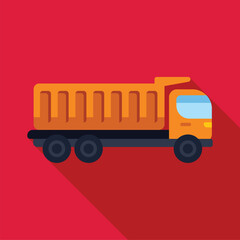 Wall Mural - Big yellow dump truck transporting cargo on a construction site