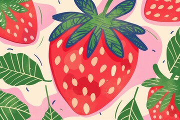 Wall Mural - strawberry with leaves