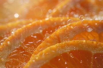 Wall Mural - Slices of Orange with Water Droplets in Morning Light