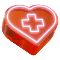 Sticker - PNG 3D red medical heart, health & wellness, transparent background