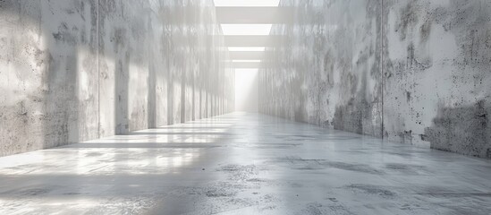 Wall Mural - Empty Concrete Corridor with Fog and Sunlight