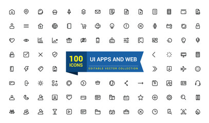 Web icons, Basic Ux Ui Icons. ui ux icon set, user interface iconset collection.
