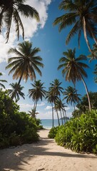 Tropical serenity surrounded by swaying palms