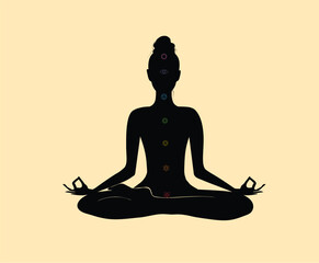 Wall Mural - silhouette of a woman meditating