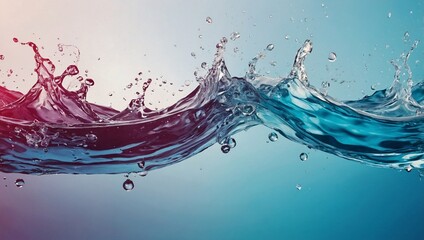 Wall Mural - Vector banner with summer water splash and abstract waves on a bright background