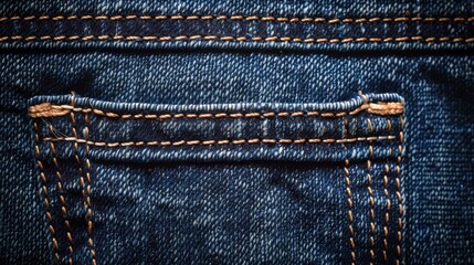 Wall Mural - Back view of isolated seam on blue jeans pocket