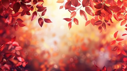 Poster - Background of fall with crimson leaves