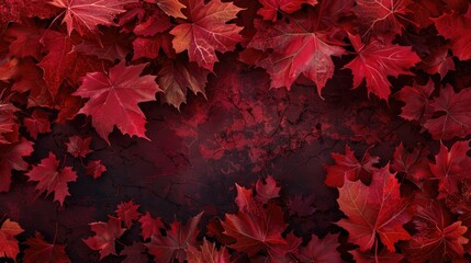 Poster - Background of fall with crimson leaves