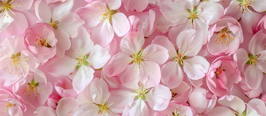 Fototapete - Floral pattern with multiple blossoms arranged as a background for copy space image suitable for decorative purposes like wallpaper wedding decor or a romantic vintage theme