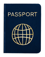 Poster - Blue passport png sticker, travel illustration, transparent background