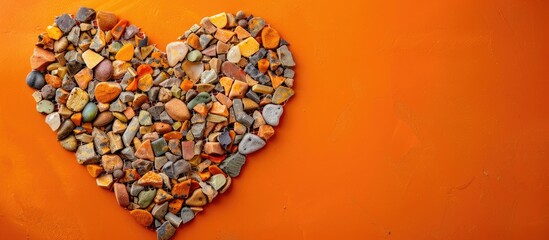 Poster - Spice heart mosaic on orange backdrop with ample copy space image