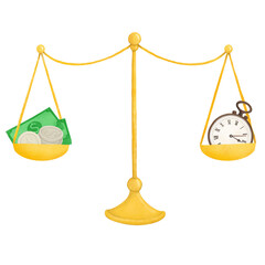 Poster - Time & money scales png, finance remix, transparent background