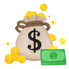 Sticker - Money bag png gold coins, finance remix, transparent background