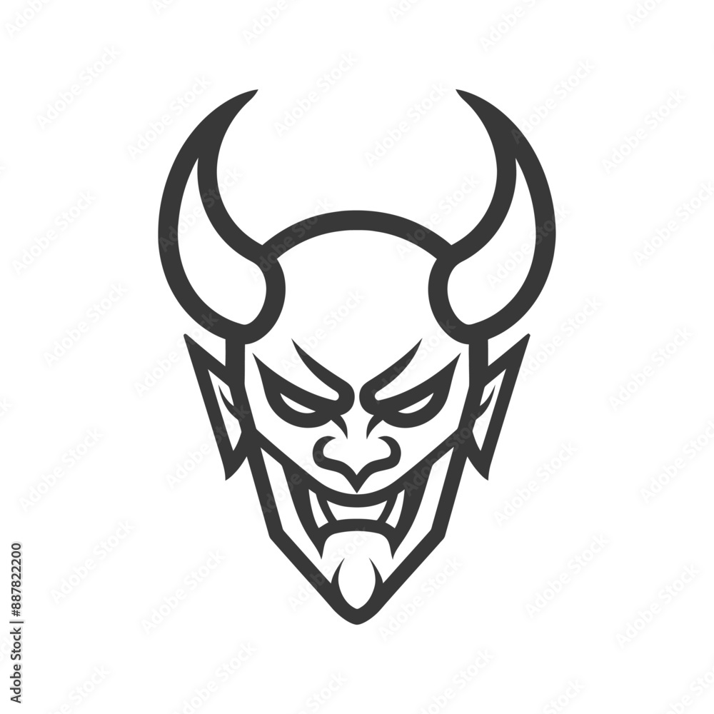 demon minimalist line art icon logo symbol icon black color only Stock ...