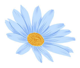 Sticker - Blue flower png, aesthetic illustration, transparent background