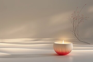 Poster - Minimalist Still Life with Candle Digital Art Elegant and Calm Soft and Detailed