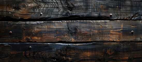 Fototapete - Old weathered wooden board providing a dark wood texture with a natural pattern for a copy space image