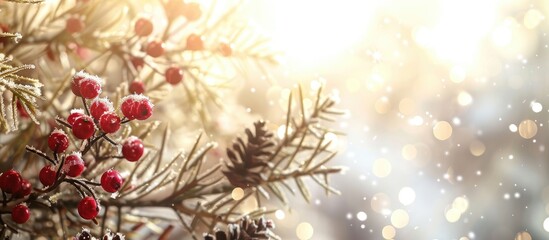 Poster - Winter themed Christmas greetings with a festive background and copy space image