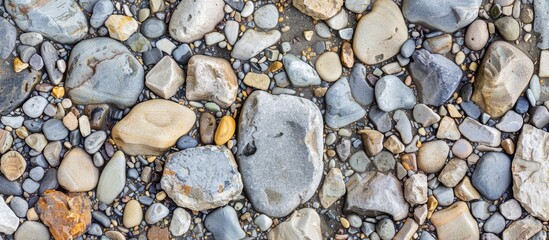 Wall Mural - Background with various textures of pebble floor includes copy space image