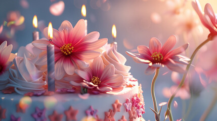 Canvas Print - cake with 4 candles