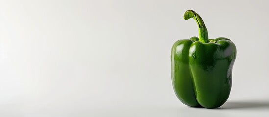 Leinwandbilder - Organic green bell pepper on a plain white background with available space for copying images