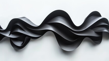 Wall Mural - black and white wave abstract 3D background