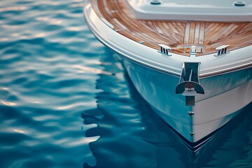 Wall Mural - Close-up of a luxury yacht's tender boat ready for an island excursion