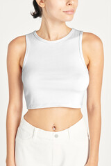 Poster - Women's cropped tank top png mockup on a model