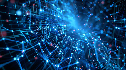 Wall Mural - red blue digital background technology technological operations neural networks ai big data transmis