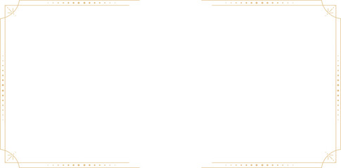 Wall Mural - line golden frame, celestiam minimal esoteric border, mystyc linear decoration with dots, corners is