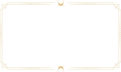 Wall Mural - line golden frame, celestiam minimal esoteric border, mystyc linear decoration with dots, corners is