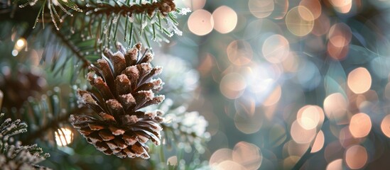 Leinwandbilder - A pinecone Christmas ornament on a background suitable for adding text or graphics creating an attractive copy space image