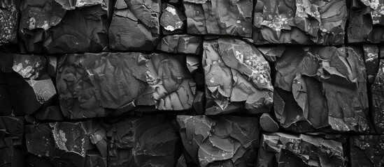 Leinwandbilder - Black and white stone structure as background with copy space image