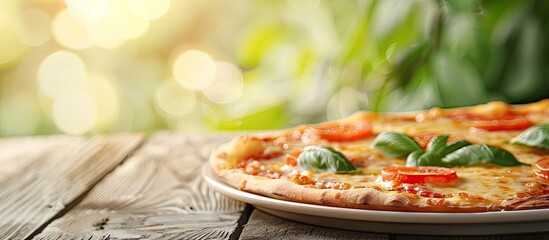 Poster - Pizza on a restaurant table with a copy space image