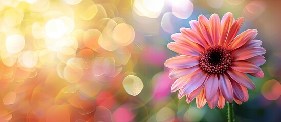 Canvas Print - beautifully vibrant flower with a blurred bokeh background in a copy space image