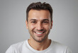 © jarntag - Portrait view of a regular happy smiling Albania man, ultra realistic, candid, social media, avatar image, plain solid background