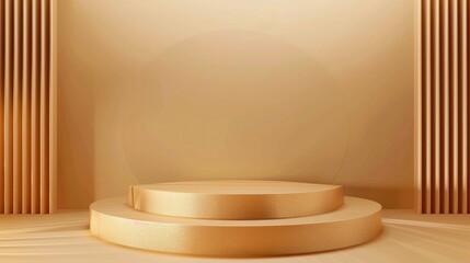 Gold 3D Abstract Composition with Luxurious Pedestal for Product Presentation