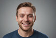 © jarntag - Portrait view of a regular happy smiling Iceland man, ultra realistic, candid, social media, avatar image, plain solid background