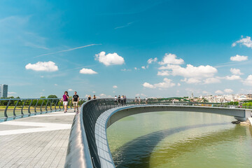 Wall Mural - Observation deck near Belgrade Tower. Suspended observation deck on the embankment in the center of Belgrade.