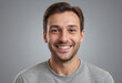 © jarntag - Portrait view of a regular happy smiling Luxembourg man, ultra realistic, candid, social media, avatar image, plain solid background