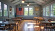 © Sandu - Empty Vintage Classroom with American Flag
