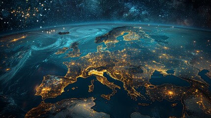 Poster - Nighttime Europe from Space