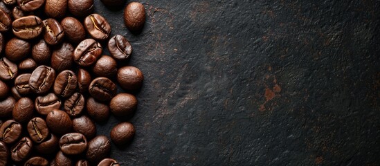 Fototapete - Coffee beans after roasting with space for text or design in an image. with copy space image. Place for adding text or design