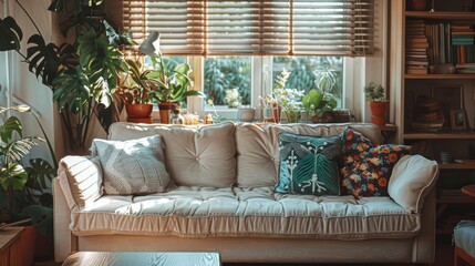 Canvas Print - Cozy Living Room with Houseplants