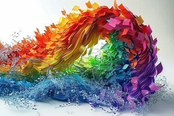 Canvas Print - Abstract colorful wave, creating a dynamic and vibrant visual effect with fluid lines and bold gradients.