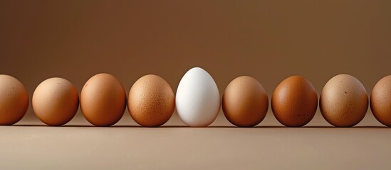 Fototapete - Unique egg with distinct features stands out from the rest in a copy space image