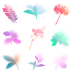 Poster - Multicolored botanical png elements, gradient floral stickers