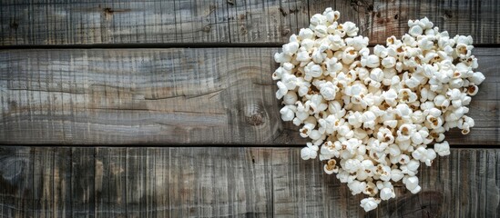 Aufkleber - Popcorn heart displayed on a wooden backdrop with copy space image