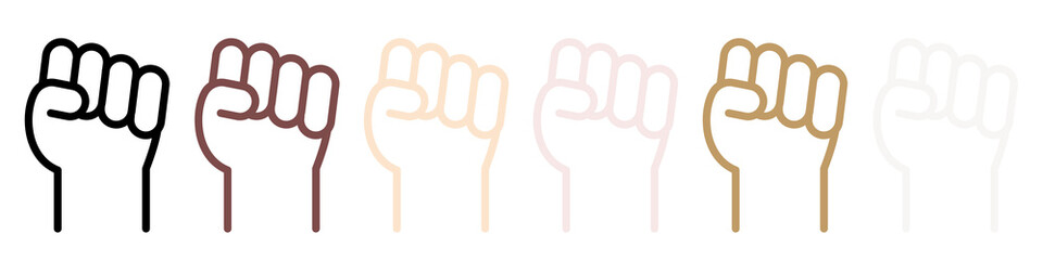 Sticker - Fist icon png element set on transparent background